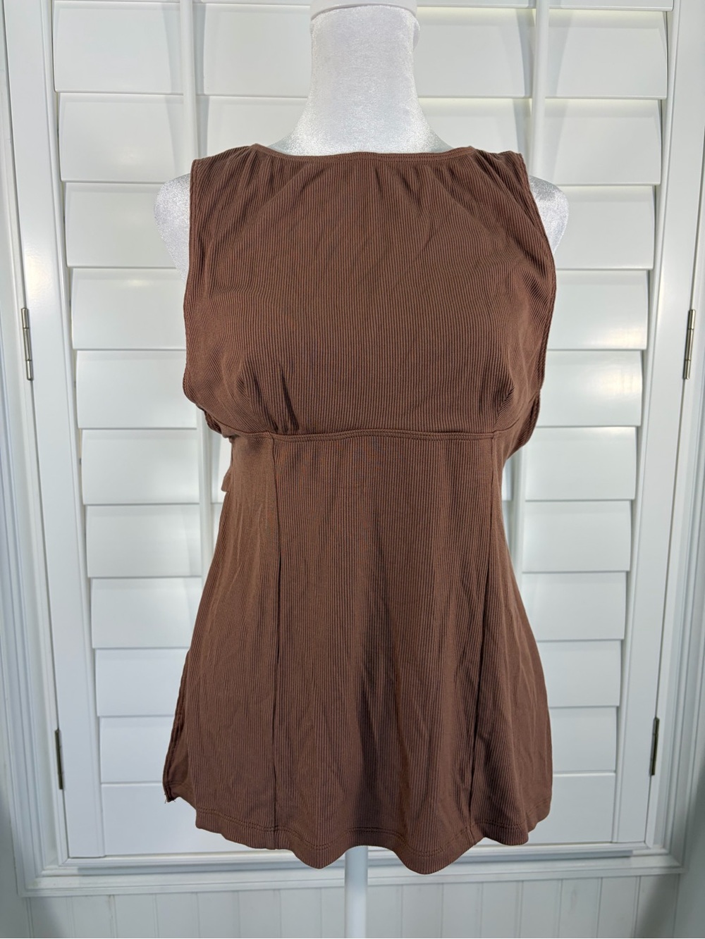 Free People Intimately Brown Ribbed Sleeveless Tank Top (XS)